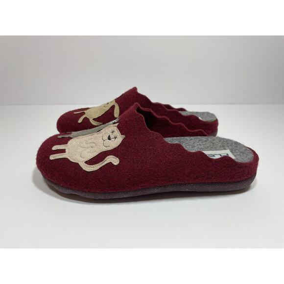 Flexus Women’s US 7.5-8 UK 38 Slide Slippers Pet Love Dogs Cats Maroon Red - Picture 3 of 10